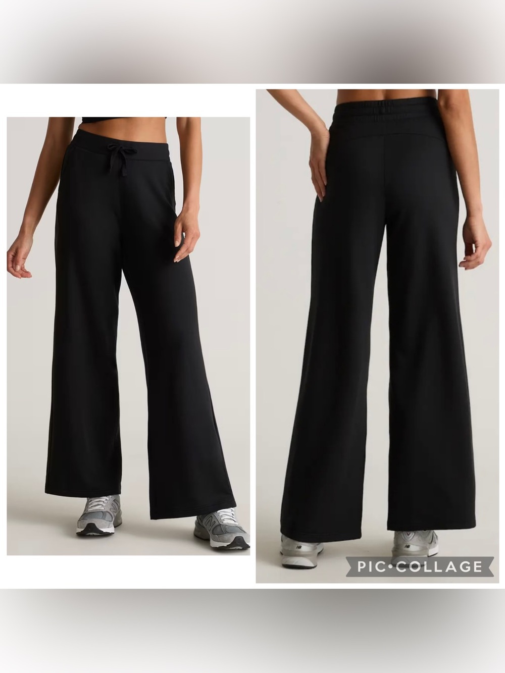 QUINCE Women’s Black SUPERSOFT  Fleece Wide Leg Pants Pull On Lounge Size XS